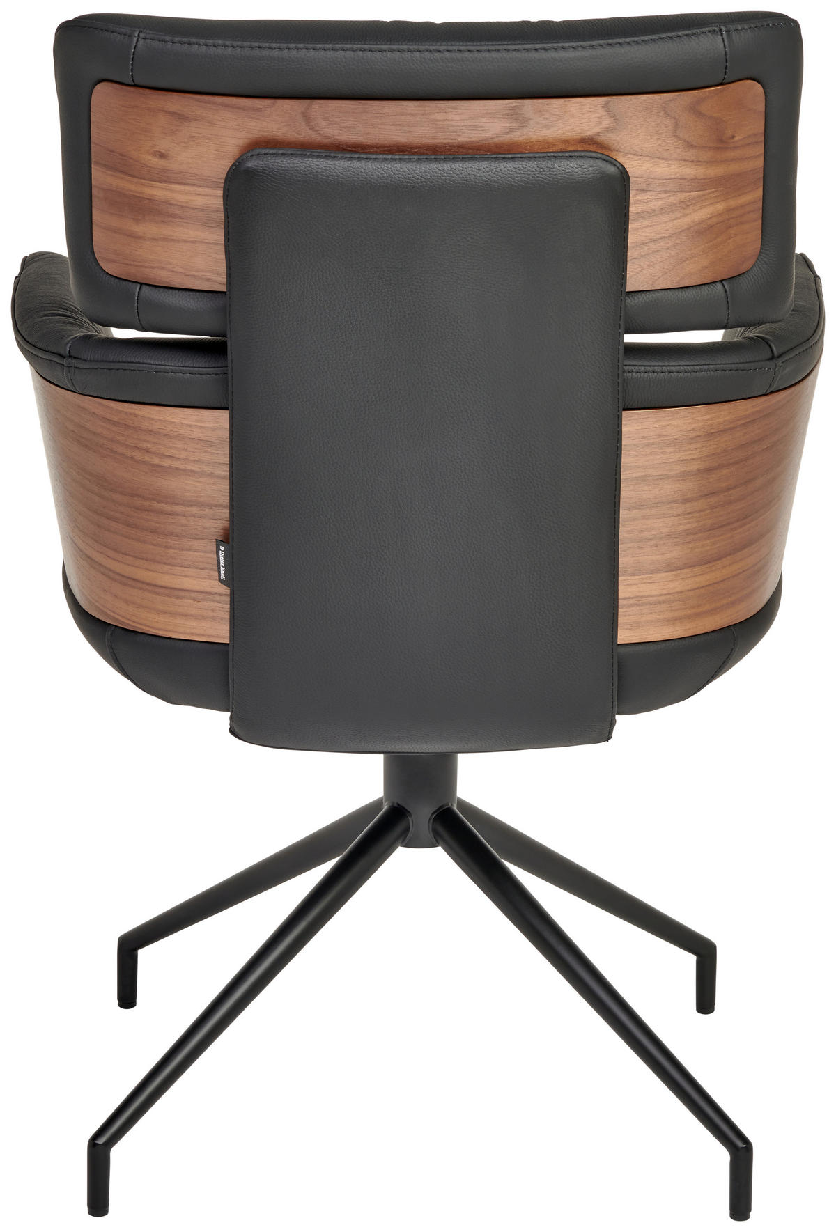 ARMLEHNSTUHL  Lederauswahl, Wippfunktion, Sitzfläche 360° drehbar, automatische Rückholfunktion  Echtleder  Schwarz, Walnussfarben  - Walnussfarben/Schwarz, Design, Leder/Holz (62/92/66cm) - Dieter Knoll