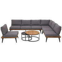 LOUNGESOFA 147/80/81 cm Teakholz massiv Aluminium  - Anthrazit/Grau, Basics, Holz/Textil (147/80/81cm)