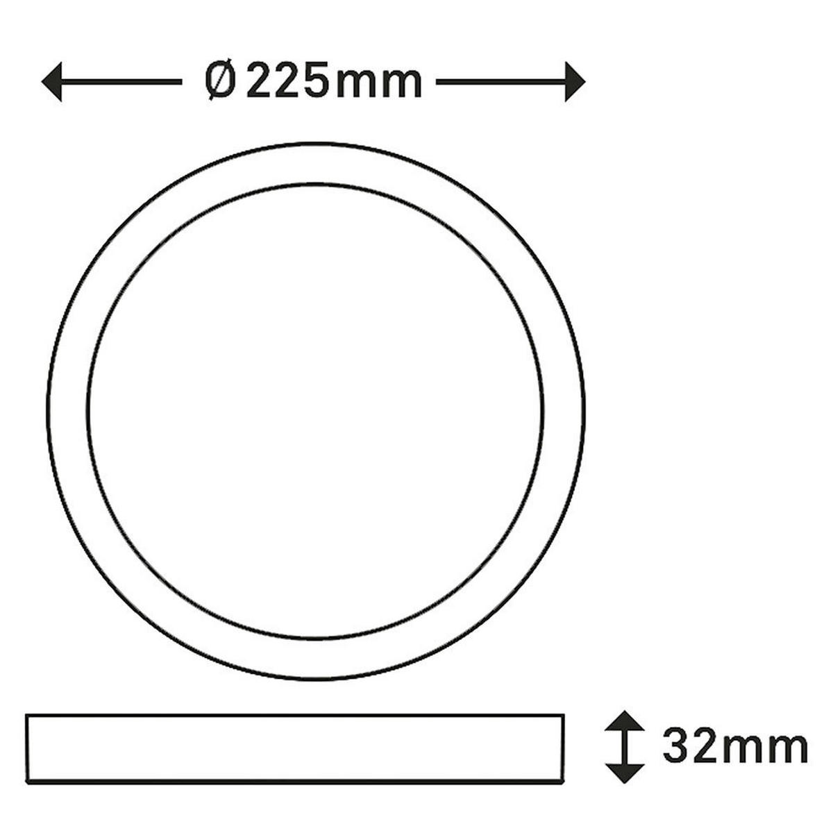 LED-DECKENLEUCHTE 22,5/3,2 cm   - Schwarz/Weiß, Design, Kunststoff/Metall (22,5/3,2cm) - Globo