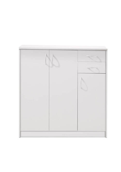 KOMODA 109/112/35 cm bijela - bijela/srebrne boje, Basics, drvni materijal/plastika (109/112/35cm) - Carryhome