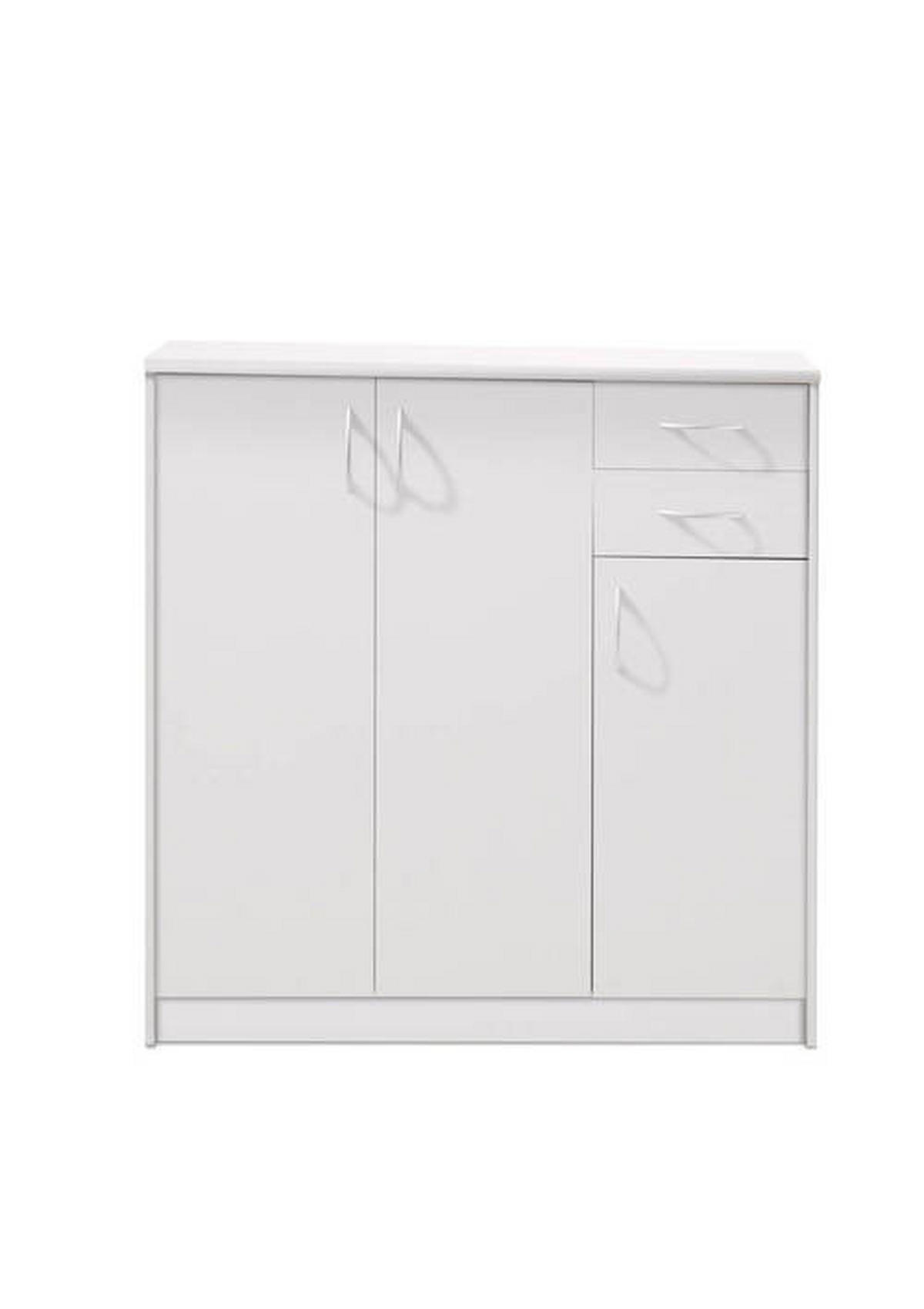KOMODA   109/112/35 cm   bijela  - bijela/srebrne boje, Basics, drvni materijal/plastika (109/112/35cm) - Carryhome