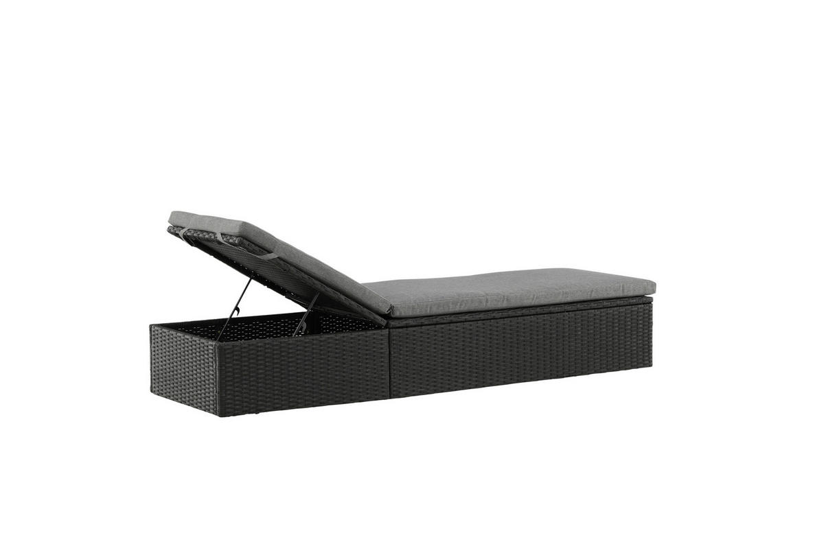 SONNENLIEGE 60.5/37.5/198 cm  - Schwarz/Grau, KONVENTIONELL, Kunststoff/Textil (60.5/37.5/198cm) - Gardenson