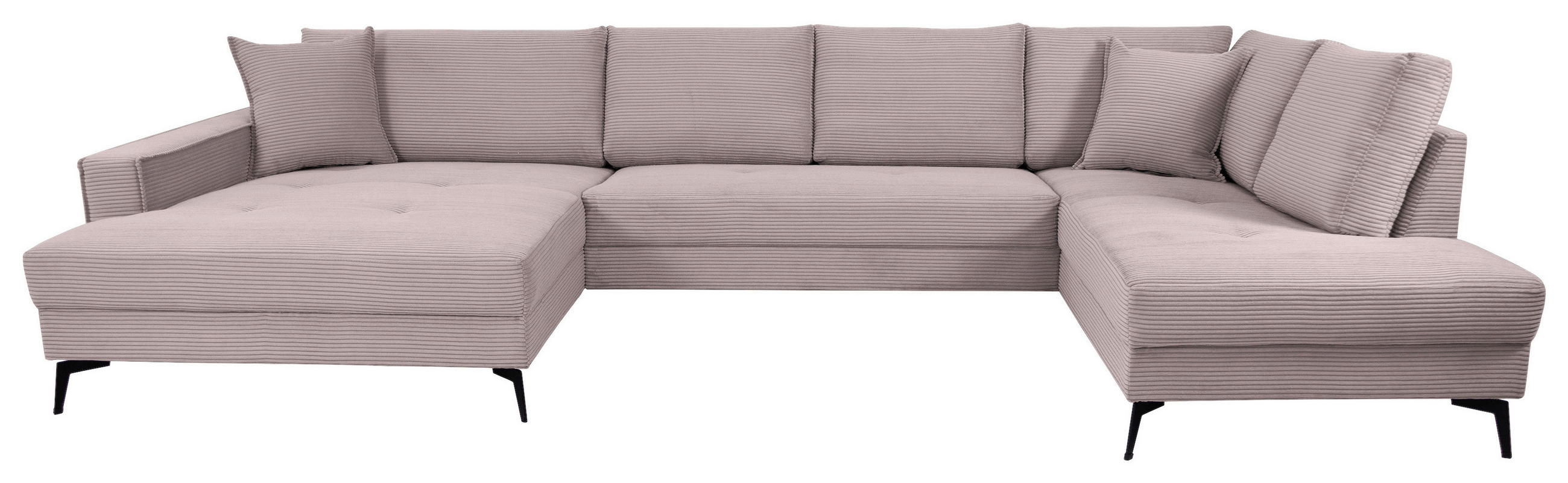 WOHNLANDSCHAFT ZERO Rosa Cord  - Schwarz/Rosa, Trend, Textil/Metall (173/362/195cm) - Livetastic