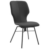 STUHL Echtleder Schwarz  - Dunkelgrau/Schwarz, Design, Leder/Metall (49/95/63cm) - Musterring