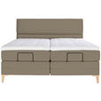 BOXSPRINGBETT 200/200 cm  in Graubraun  - Eichefarben/Graubraun, KONVENTIONELL, Holz/Textil (200/200cm) - Voleo