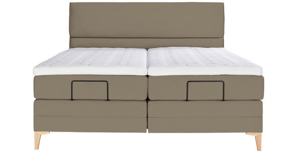 BOXSPRINGBETT 200/200 cm  in Graubraun  - Eichefarben/Graubraun, KONVENTIONELL, Holz/Textil (200/200cm) - Voleo