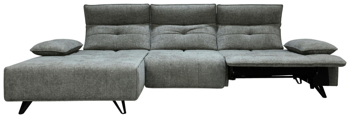 ECKSOFA Grau Chenille  - Schwarz/Grau, Design, Kunststoff/Textil (162/314cm) - Livetastic