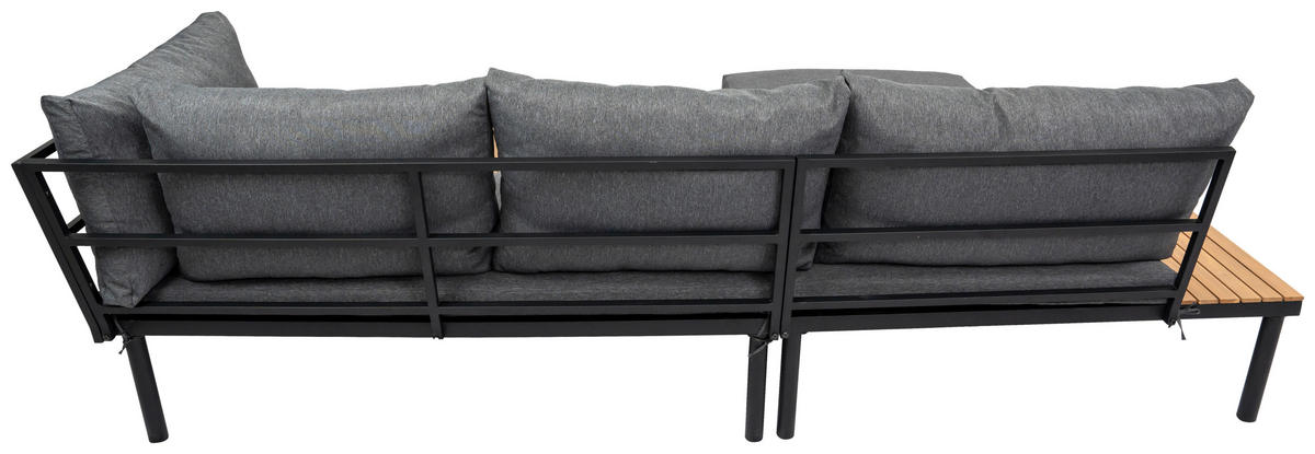 LOUNGEGARNITUR 159/273,5 cm Akazie massiv Eisen  - Schwarz/Grau, Basics, Holz/Textil (159/273,5cm) - Ambia Garden