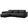 ECKSOFA  in Chenille Dunkelblau  190/340 cm  - Schwarz/Dunkelblau, Design, Kunststoff/Textil (190/340cm) - Belluti