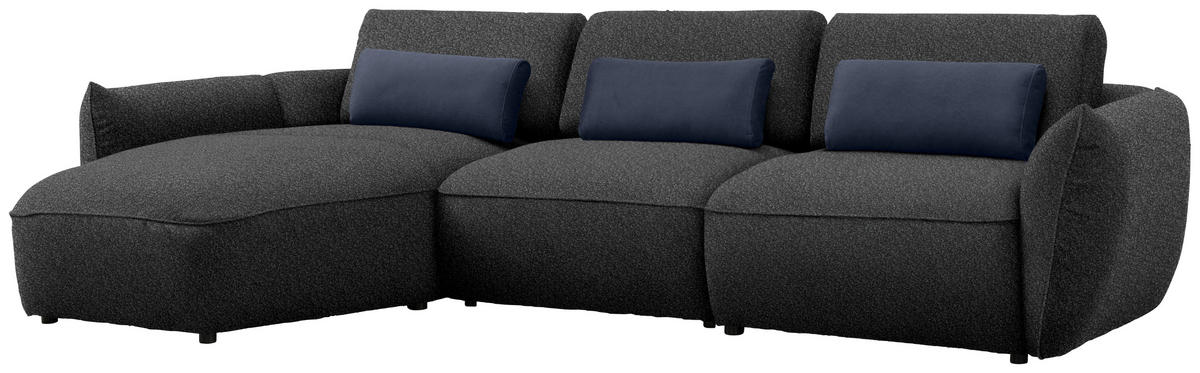 ECKSOFA  in Chenille Dunkelblau  190/340 cm  - Schwarz/Dunkelblau, Design, Kunststoff/Textil (190/340cm) - Belluti