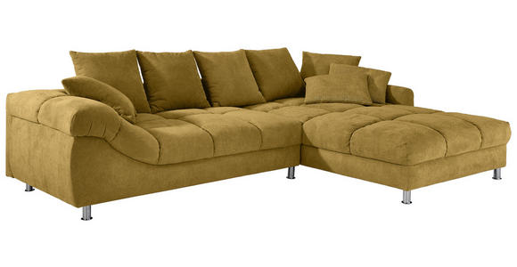 ECKSOFA in Webstoff Currygelb  - Currygelb, Design, Textil/Metall (337/228cm) - Carryhome