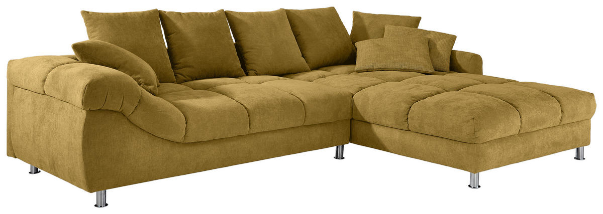 ECKSOFA in Webstoff Currygelb  - Currygelb, Design, Textil/Metall (337/228cm) - Carryhome