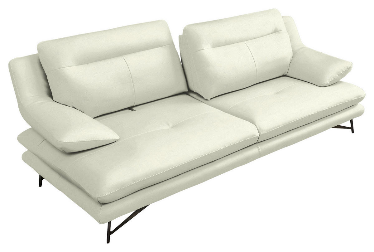 2,5-SITZER in Leder Creme  - Creme/Schwarz, Design, Leder/Metall (195/90/109cm)