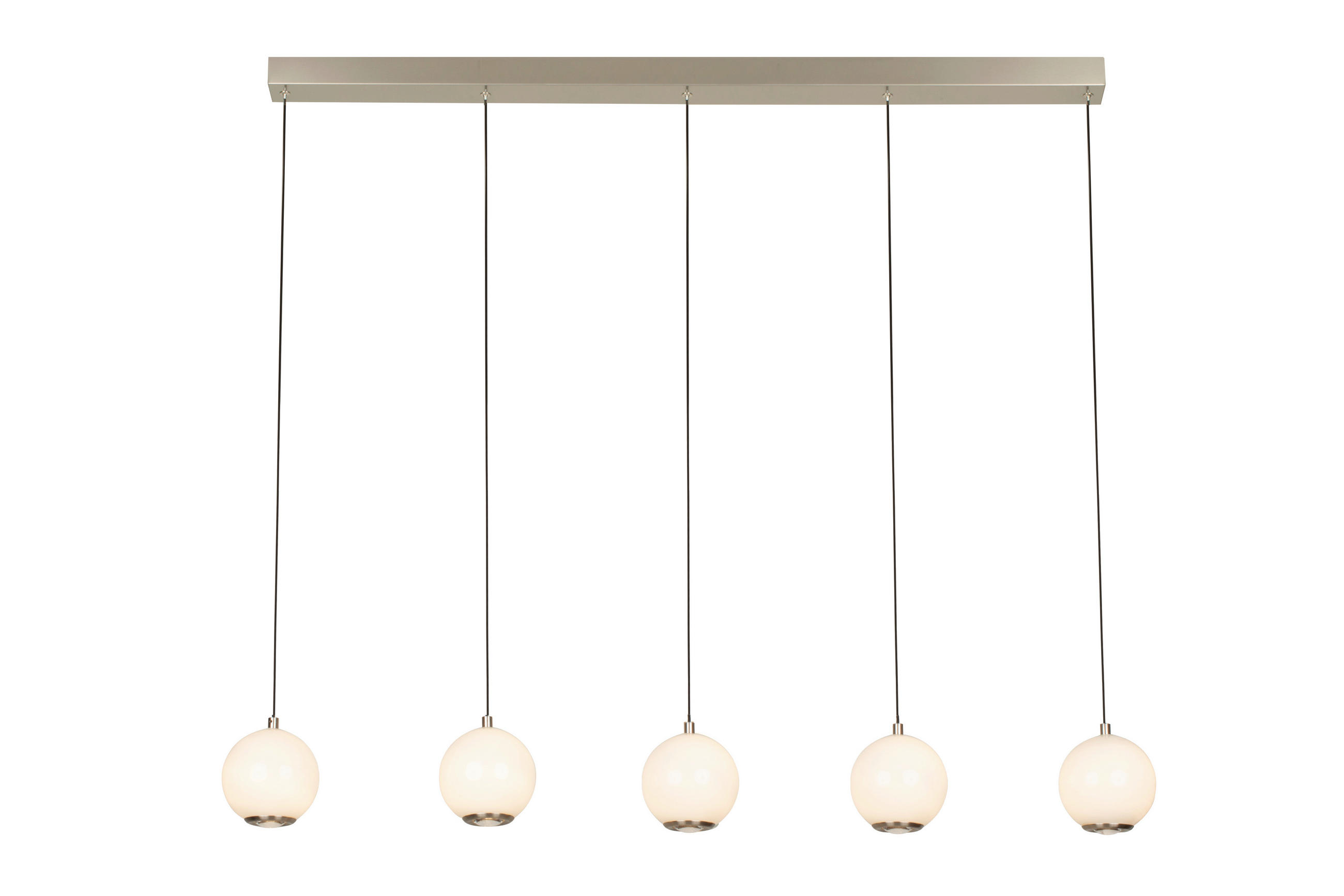 LED-HÄNGELEUCHTE Sabik 116/12/150 cm   - Weiß/Nickelfarben, Design, Glas/Metall (116/12/150cm) - Novel