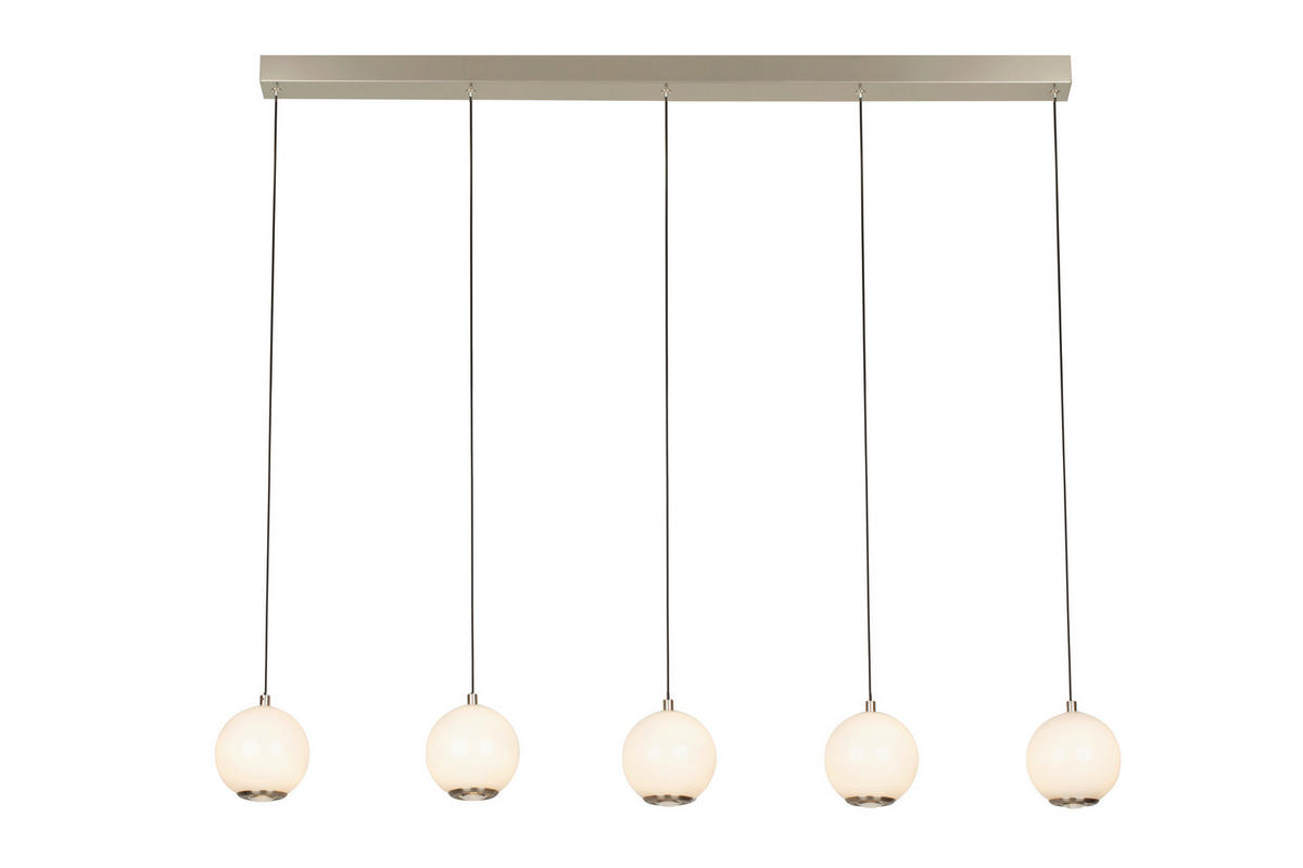 LED-HÄNGELEUCHTE Sabik 116/12/150 cm   - Weiß/Nickelfarben, Design, Glas/Metall (116/12/150cm) - Novel