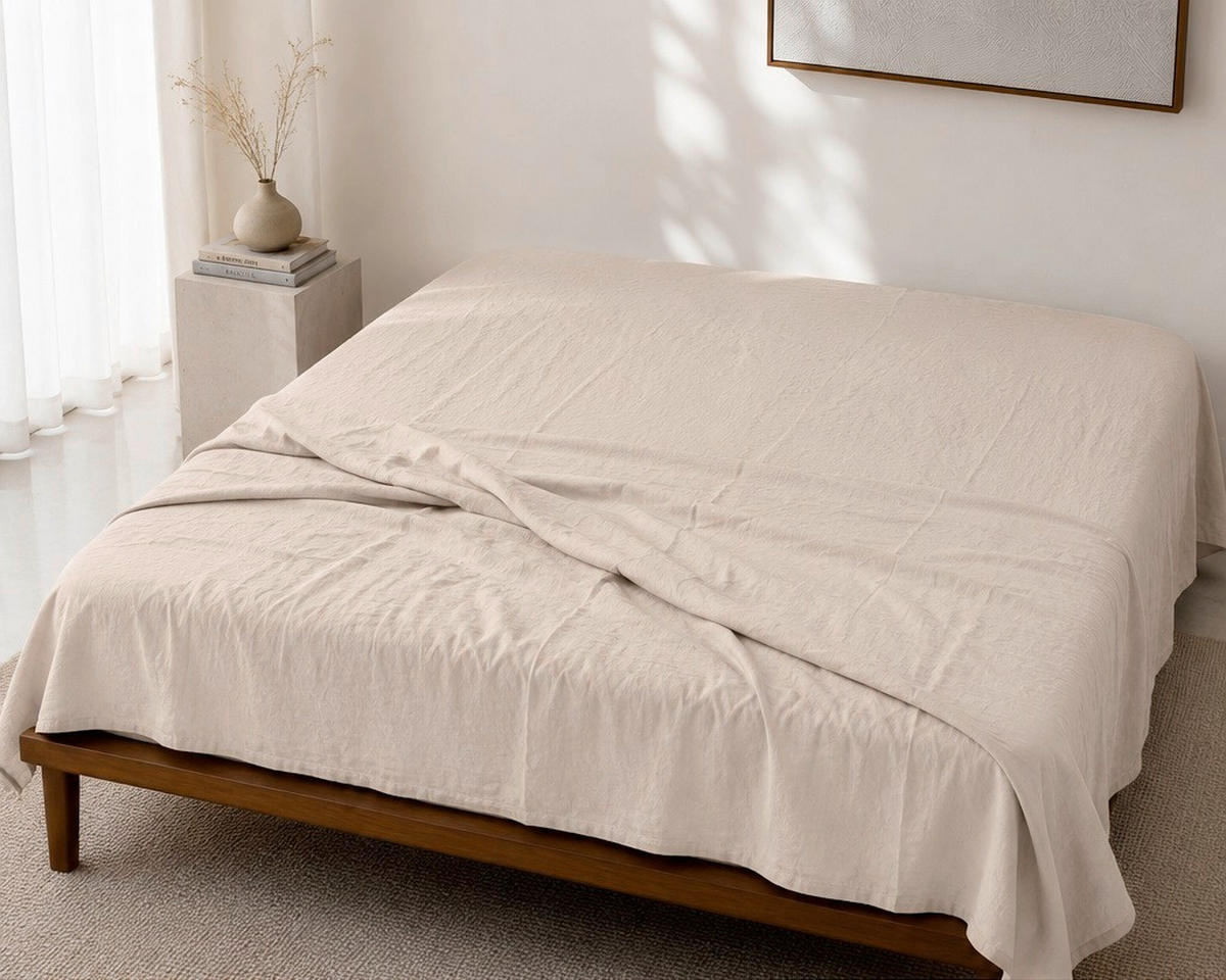 LEINENBETTTUCH 150/250 cm  - Sandfarben, Basics, Textil (150/250cm)