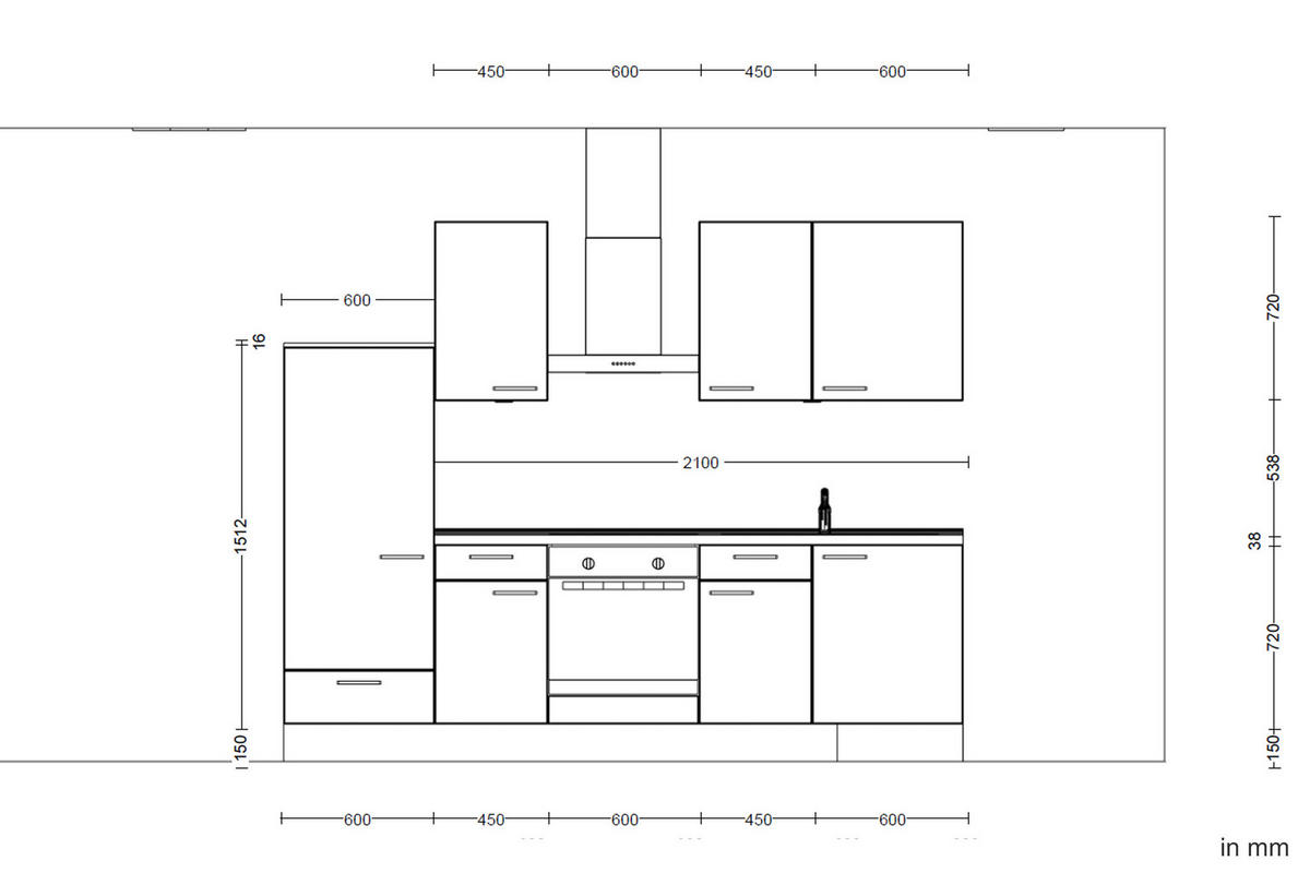 KÜCHENLEERBLOCK 270 cm   in Eichefarben, Magnolie  - Edelstahlfarben/Eichefarben, MODERN, Holzwerkstoff/Metall (270cm) - Nobilia