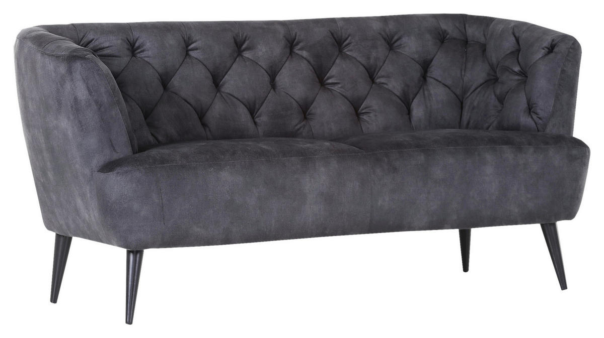 2-SITZER-SOFA in Flachgewebe Dunkelgrau  - Dunkelgrau/Schwarz, Konventionell, Holz/Textil (170/83/70cm) - Livetastic