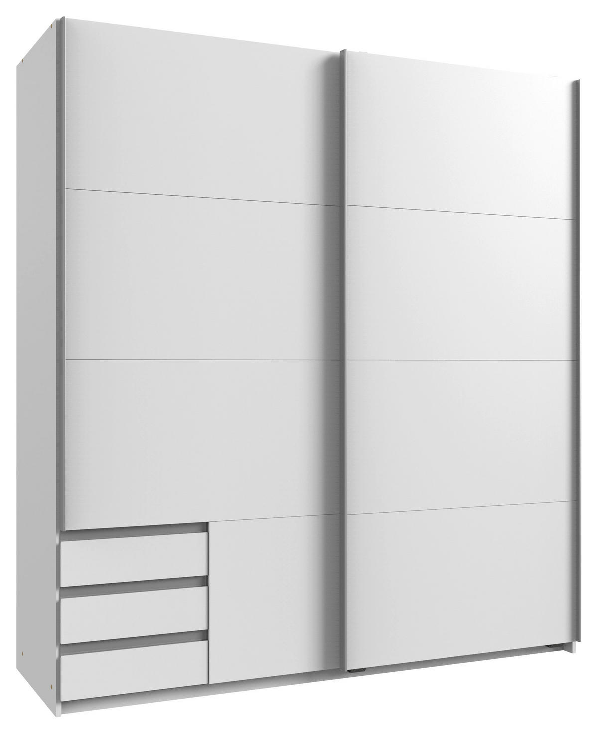 SCHWEBETÜRENSCHRANK 179/198/64 cm 2-türig Weiß  - Alufarben/Weiß, Design, Holzwerkstoff/Metall (179/198/64cm) - Boxxx