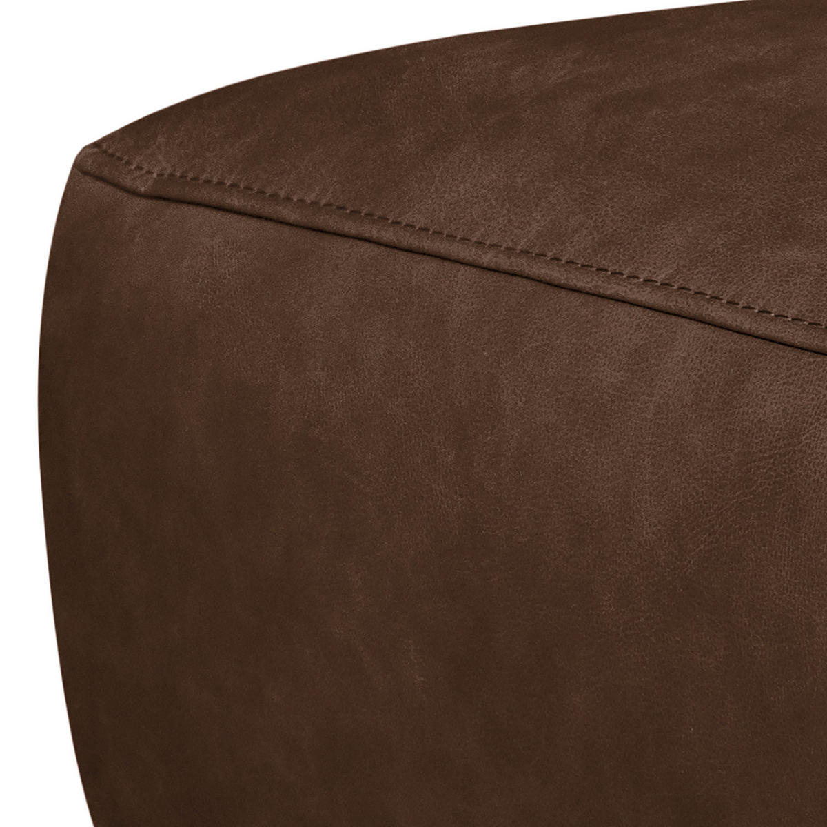 HOCKER in Leder Dunkelbraun  - Dunkelbraun/Schwarz, Design, Leder/Metall (95/46/80cm) - Livetastic