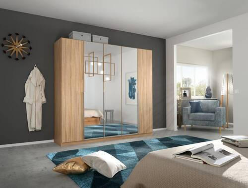 DREHTÜRENSCHRANK 226/229/54 cm 5-türig Sonoma Eiche  - Alufarben/Sonoma Eiche, MODERN, Holzwerkstoff (226/229/54cm) - Rauch Möbel