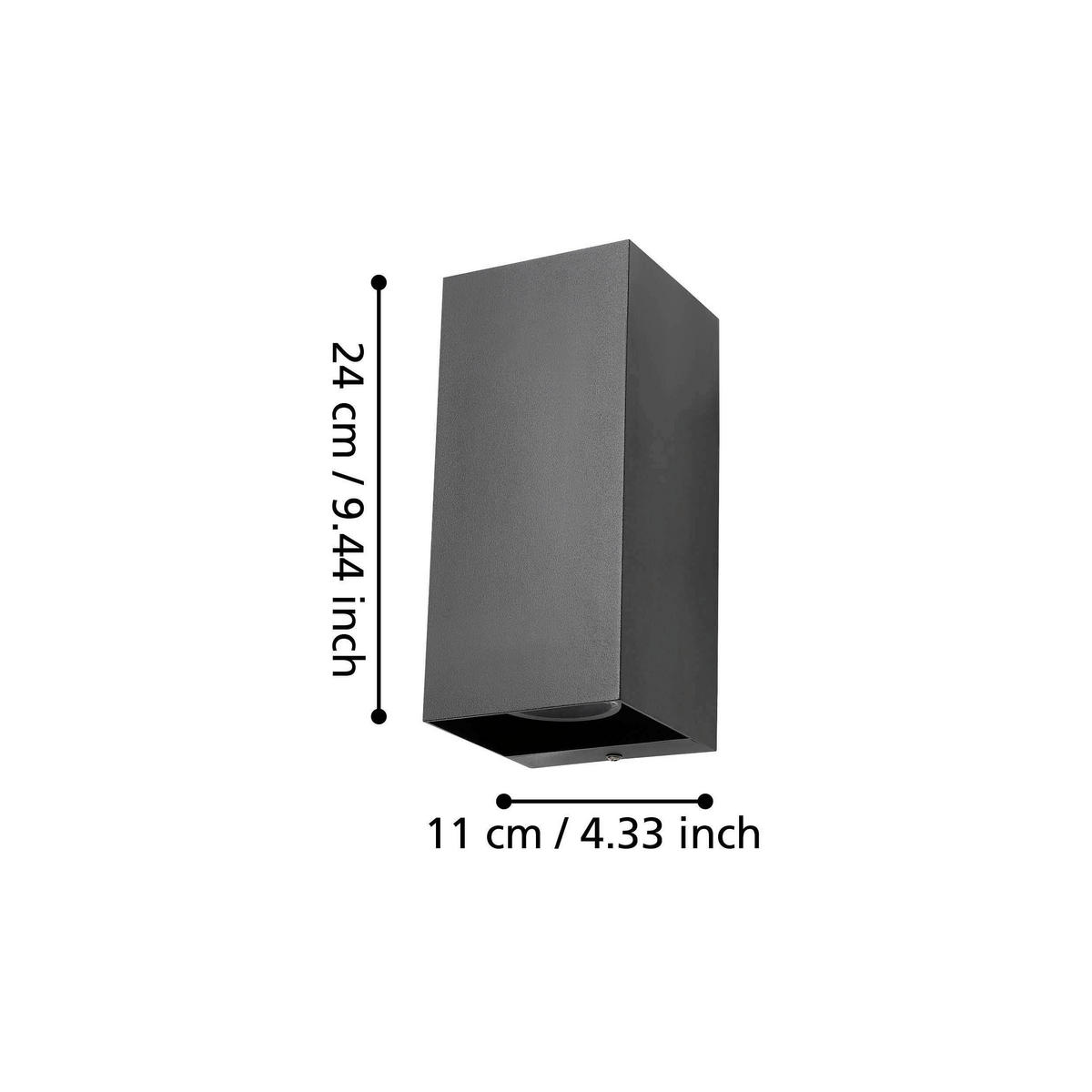 AUSSENWANDLEUCHTE Eremitana 11/11/24 cm  - Schwarz, Design, Metall (11/11/24cm) - Eglo