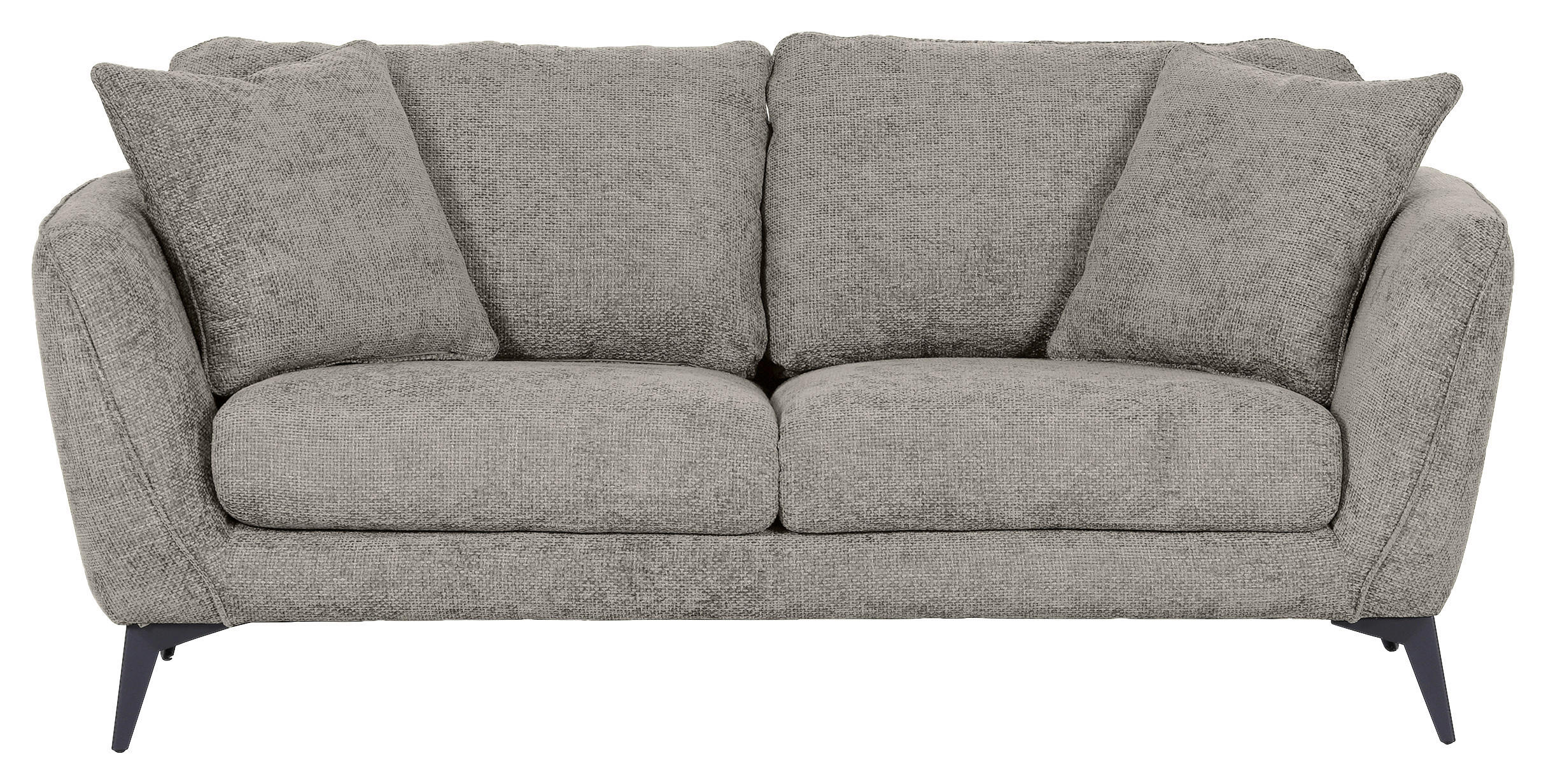 2-SITZER-SOFA Chenille Hellgrau  - Hellgrau/Schwarz, KONVENTIONELL, Textil/Metall (190/70/98cm) - Carryhome