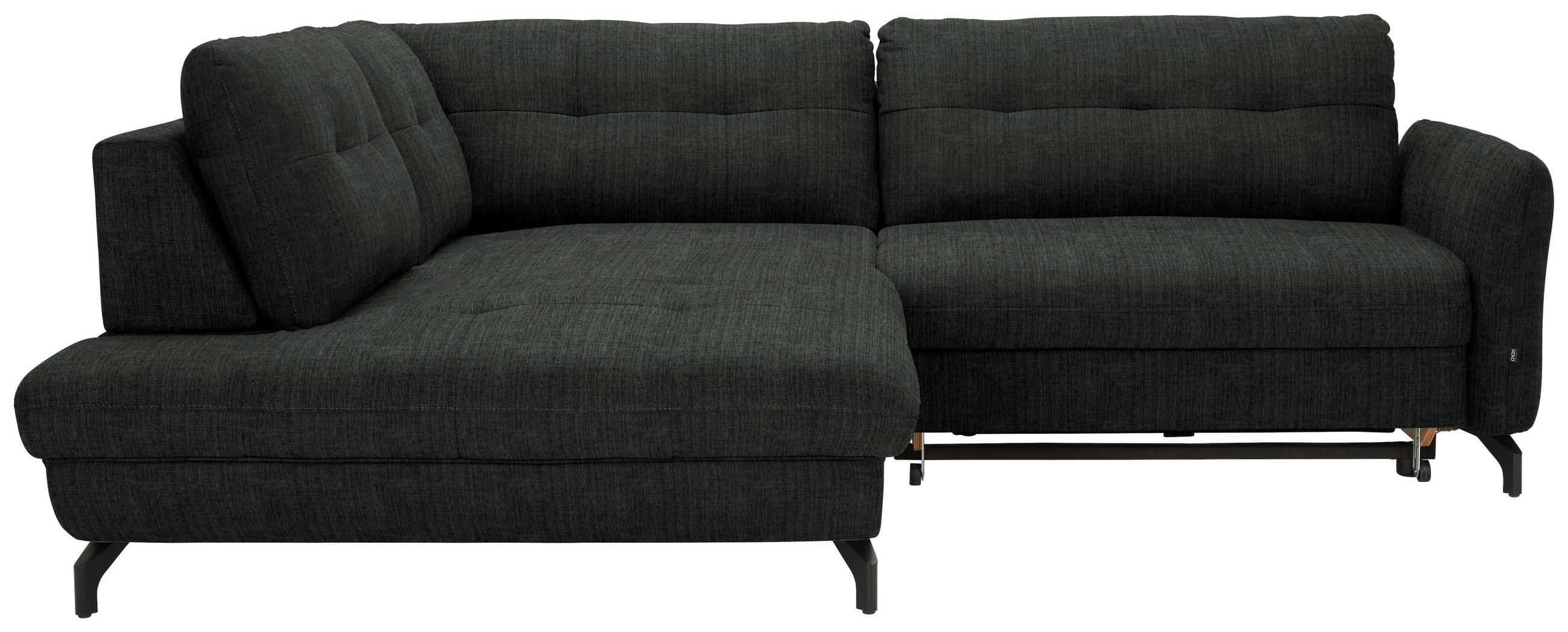 ECKSOFA in Flachgewebe, Leinenoptik Anthrazit  208/247 cm  - Anthrazit/Schwarz, Design, Textil/Metall (208/247cm) - Xora