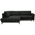 ECKSOFA in Flachgewebe, Leinenoptik Anthrazit  208/247 cm  - Anthrazit/Schwarz, Design, Textil/Metall (208/247cm) - Xora