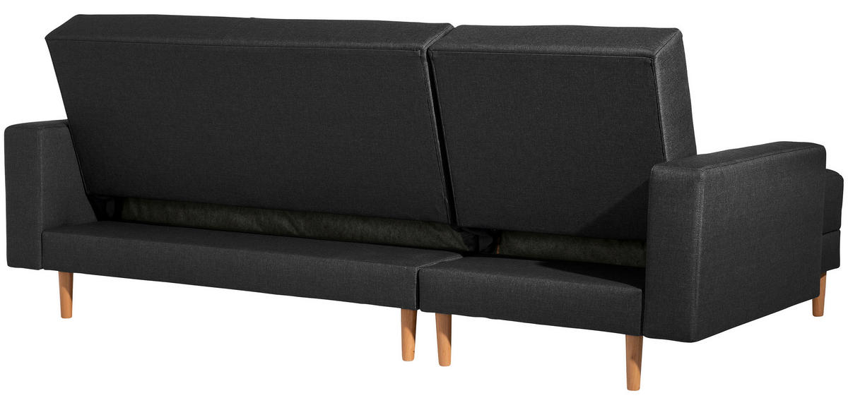 ECKSCHLAFSOFA Schwarz Flachgewebe  - Erlefarben/Schwarz, Design, Holz/Textil (230/93/152cm) - Max Winzer
