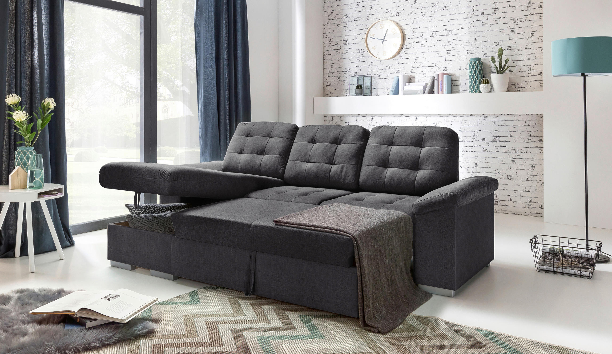 SEDEŽNA GARNITURA, mikrovlakna  - Moderno, tekstil (148/232cm) - Stylife