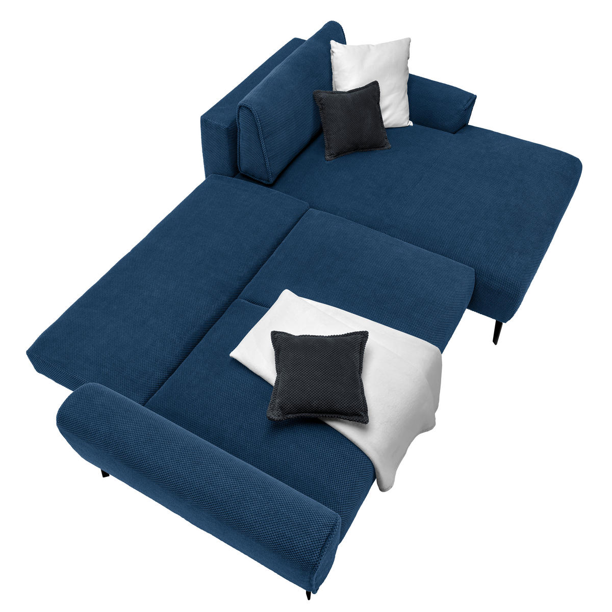ECKSOFA in Webstoff Blau  - Blau/Schwarz, Design, Textil/Metall (272/170cm) - Welnova