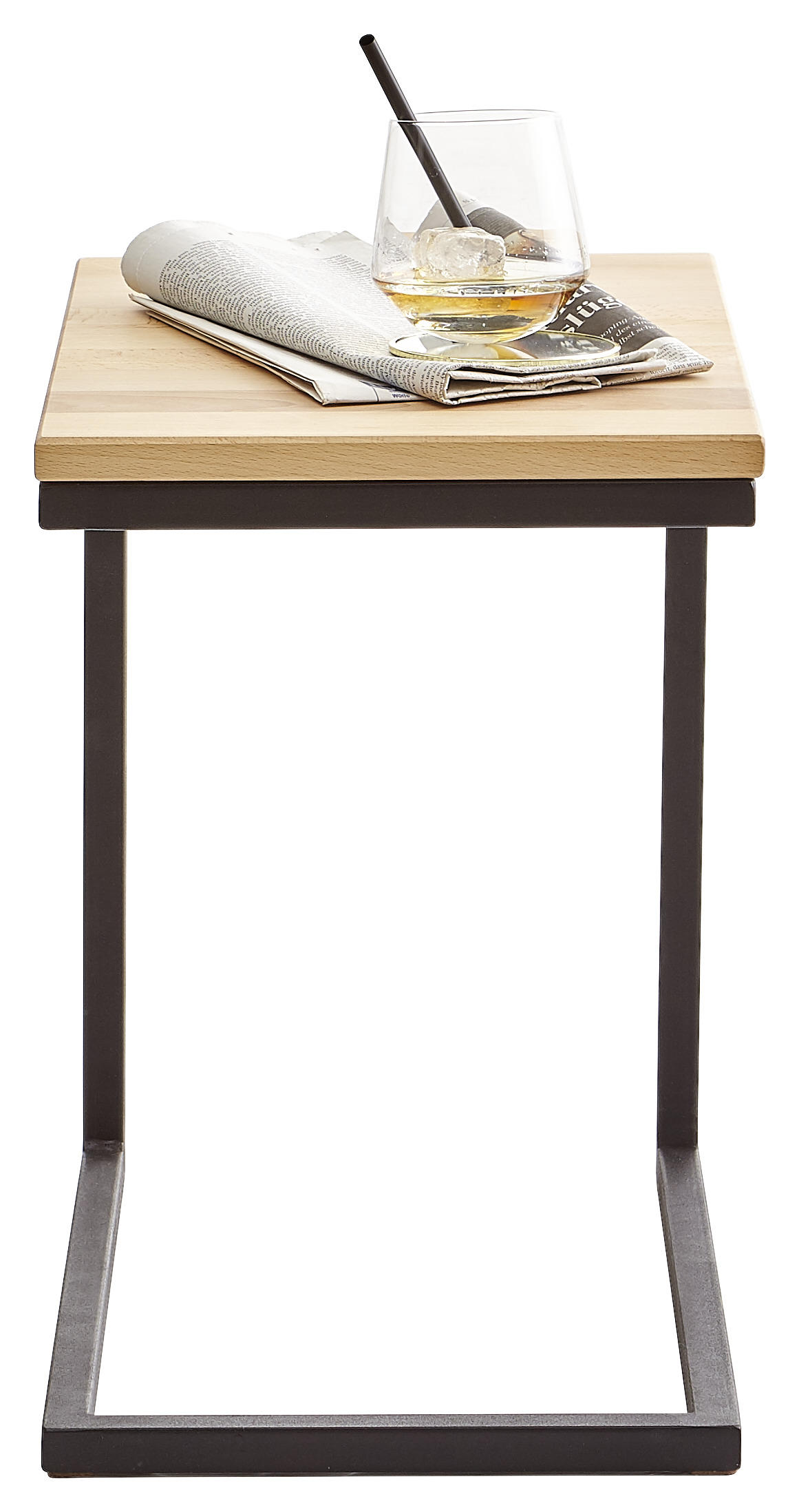 BEISTELLTISCH 30/45/45 cm Kernbuche massiv Schwarz, Buchefarben rechteckig  - Buchefarben/Schwarz, Natur, Holz/Metall (30/45/45cm) - Xora
