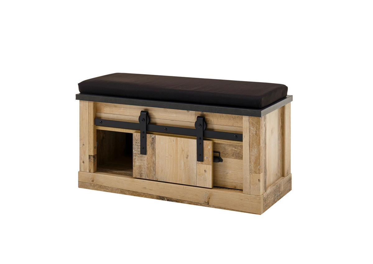 GARDEROBENBANK  in 93/51/43 cm  - Anthrazit/Schwarz, Design, Textil/Metall (93/51/43cm) - Modante