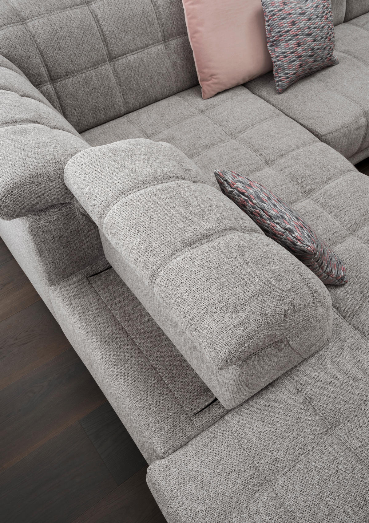ECKSOFA Grau Webstoff  - Schwarz/Grau, Design, Holz/Textil (216/302cm) - Xora