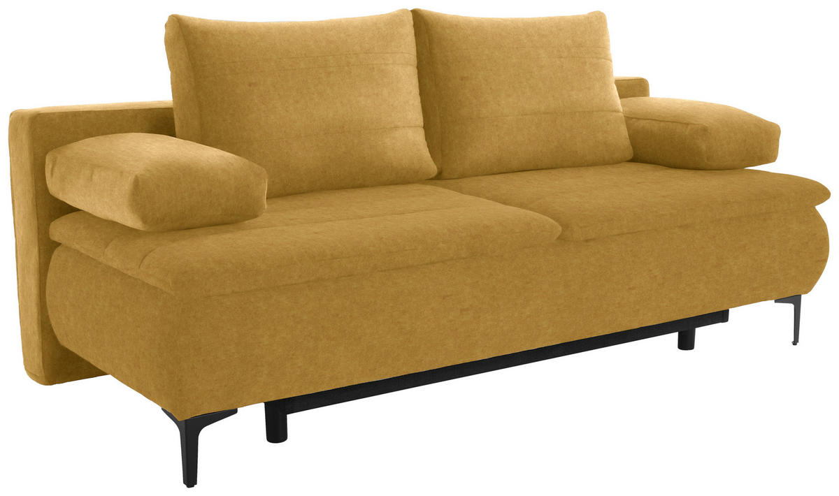 BOXSPRINGSOFA in Flachgewebe Goldfarben  - Goldfarben, Konventionell, Textil/Metall (204/93/100cm) - Novel