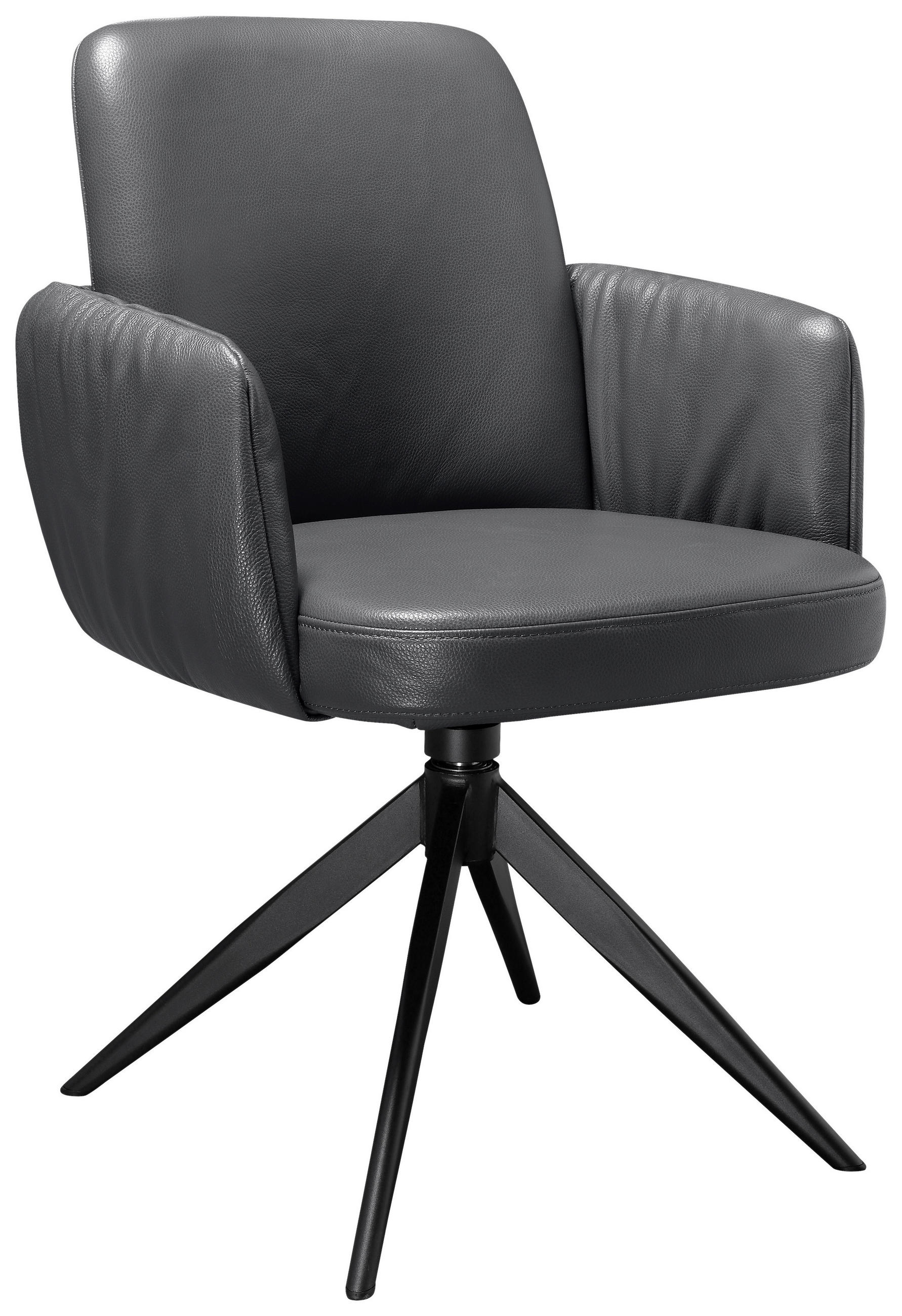 STOL MED ARMSTÖD järn äkta läder pigmenterad  - svart/antracit, Design, metall/läder (59/85/62cm) - Niels Andersson