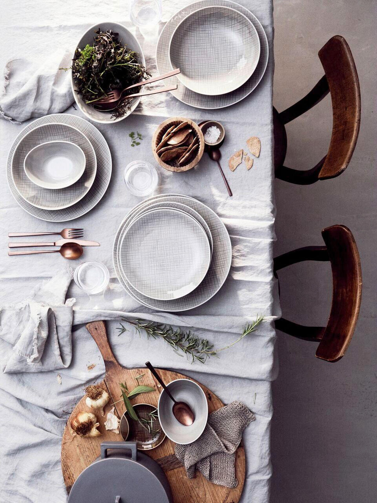 FRÜHSTÜCKSTELLER Grau 21 cm Mesh  - Grau, KONVENTIONELL, Keramik (21cm) - Rosenthal