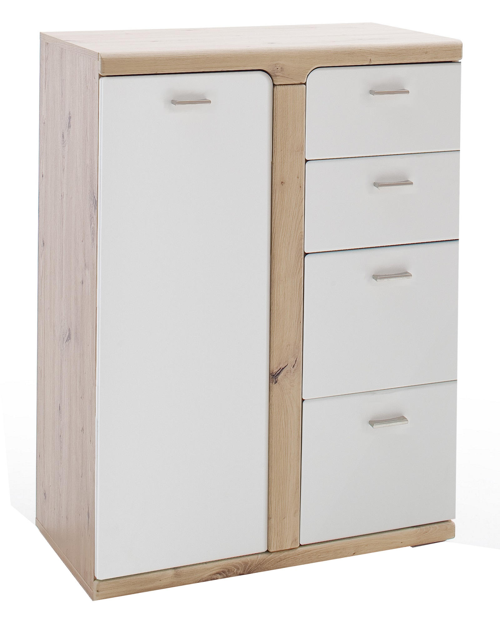 KOMMODE 80/108/45 cm  in Weiss, Eichefarben  - Weiss/Eichefarben, Natur, Holzwerkstoff/Metall (80/108/45cm)