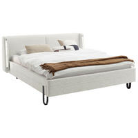 POLSTERBETT 140/200 cm, inkl. Beleuchtung,  in Creme  - Creme/Schwarz, MODERN, Textil/Metall (140/200cm) - Novel