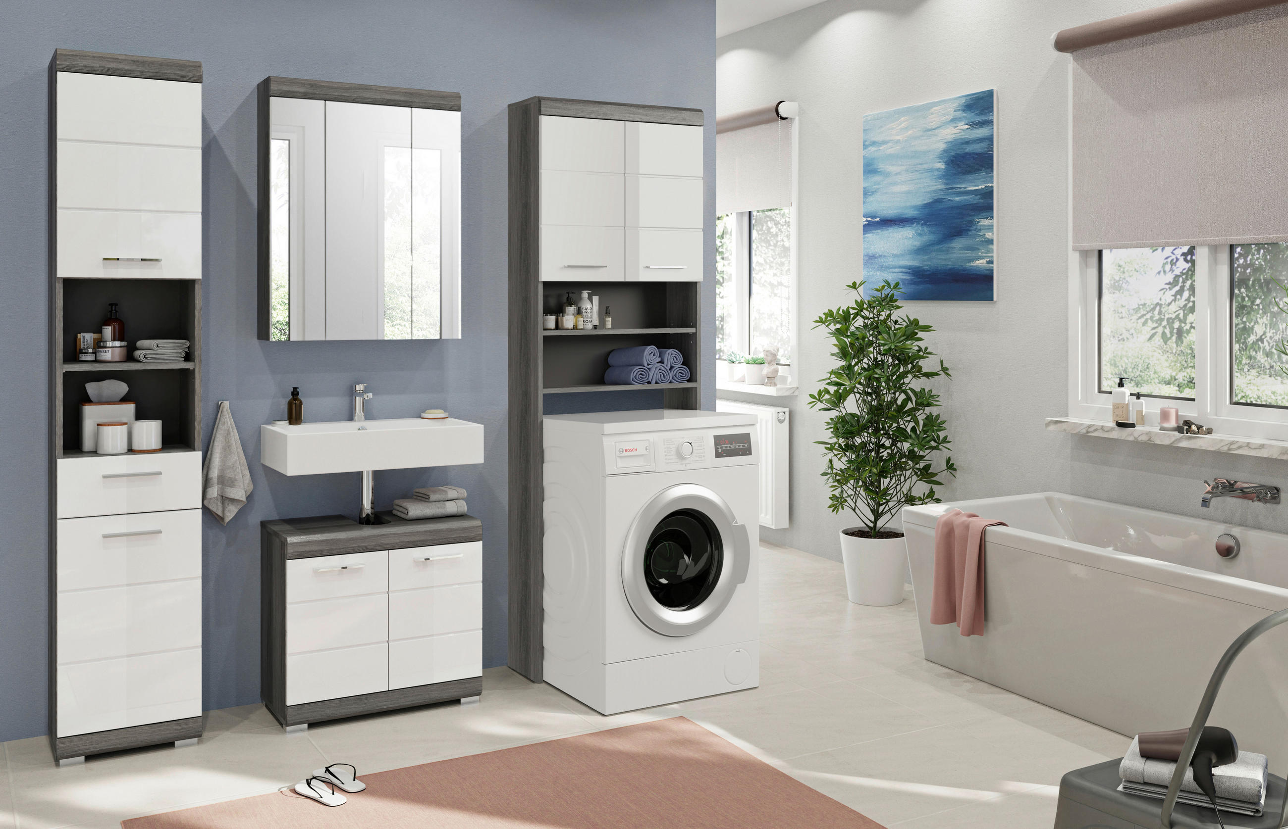 KÚPEĽŇA biela s vysokým leskom  - biela s vysokým leskom, Modern, kompozitné drevo/plast (160cm) - MID.YOU