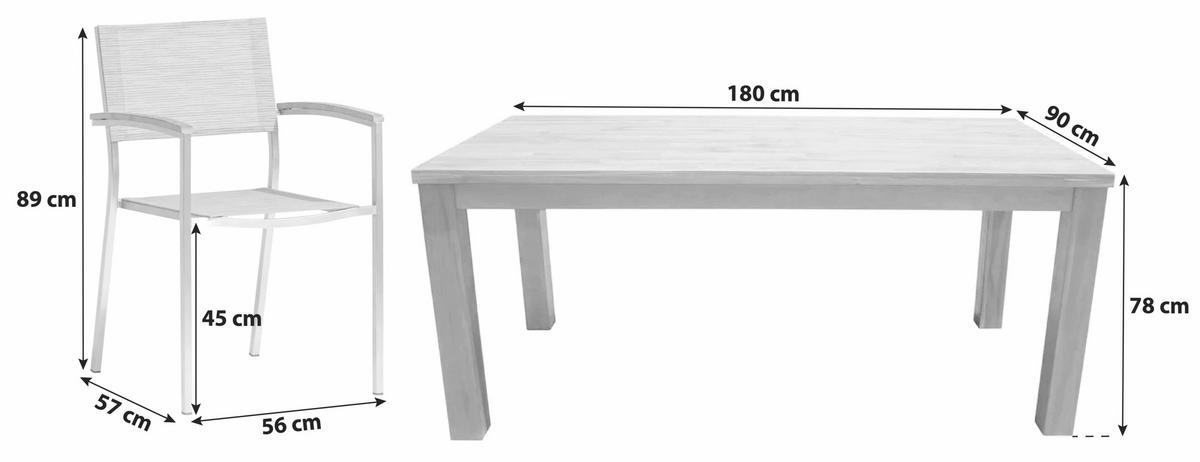 GARTENSET  - Sandfarben/Anthrazit, Basics, Holz/Textil (180/78/90cm) - Gardenson
