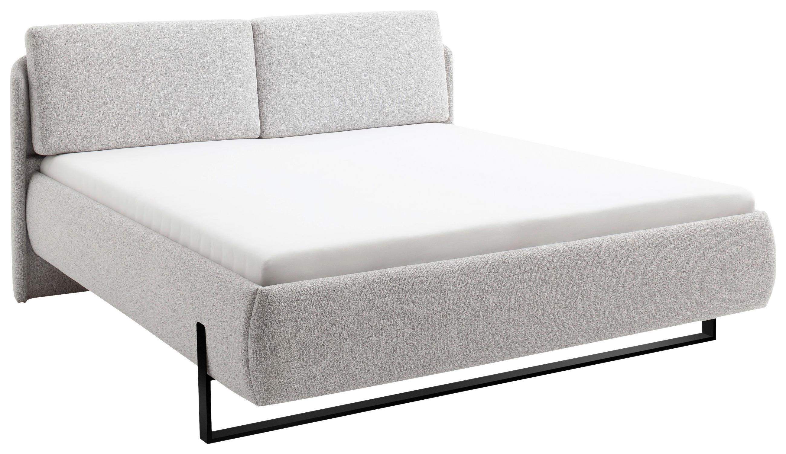 POLSTERBETT 180/200 cm,  in Hellgrau,  - Hellgrau/Schwarz, Design, Textil/Metall (180/200cm) - Esposa