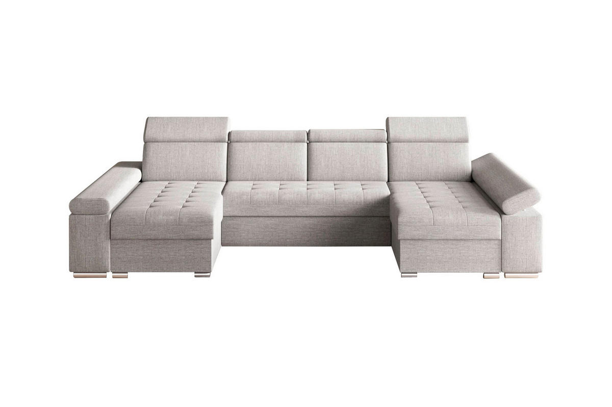WOHNLANDSCHAFT TORONTO U Hellgrau Webstoff  - Silberfarben/Hellgrau, Design, Textil (168/330/168cm) - MID.YOU
