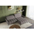 ECKSOFA Taupe Flachgewebe Rücken echt, Kopfteilverstellung, Sitztiefenverstellung  - Taupe/Schwarz, KONVENTIONELL, Textil/Metall (272/175cm) - Carryhome