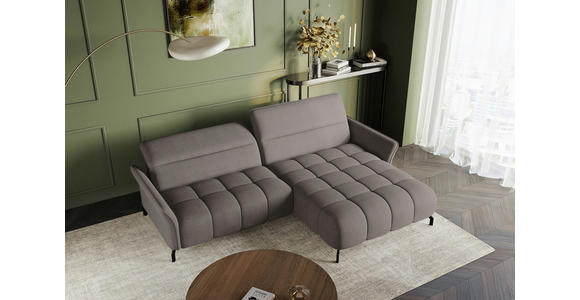 ECKSOFA Taupe Flachgewebe Rücken echt, Kopfteilverstellung, Sitztiefenverstellung  - Taupe/Schwarz, KONVENTIONELL, Textil/Metall (272/175cm) - Carryhome