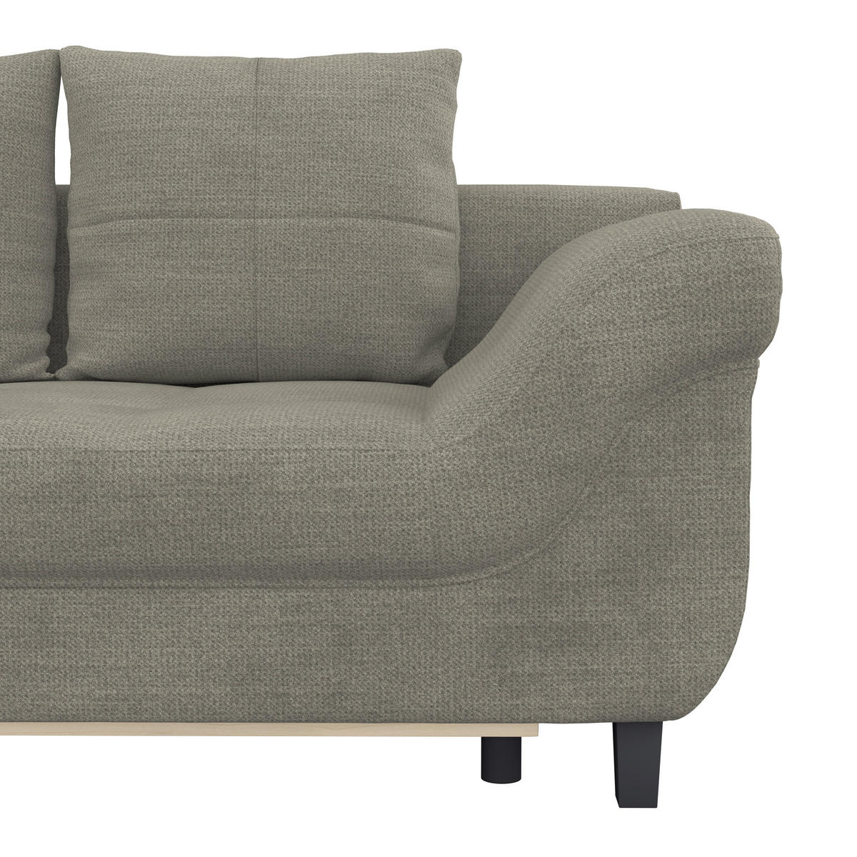 ECKSOFA MENDOZA NEW Sandfarben Chenille, Struktur Zierkissen, Rückenkissen, Bettkasten  - Sandfarben/Schwarz, KONVENTIONELL, Textil (197/309cm) - MID.YOU