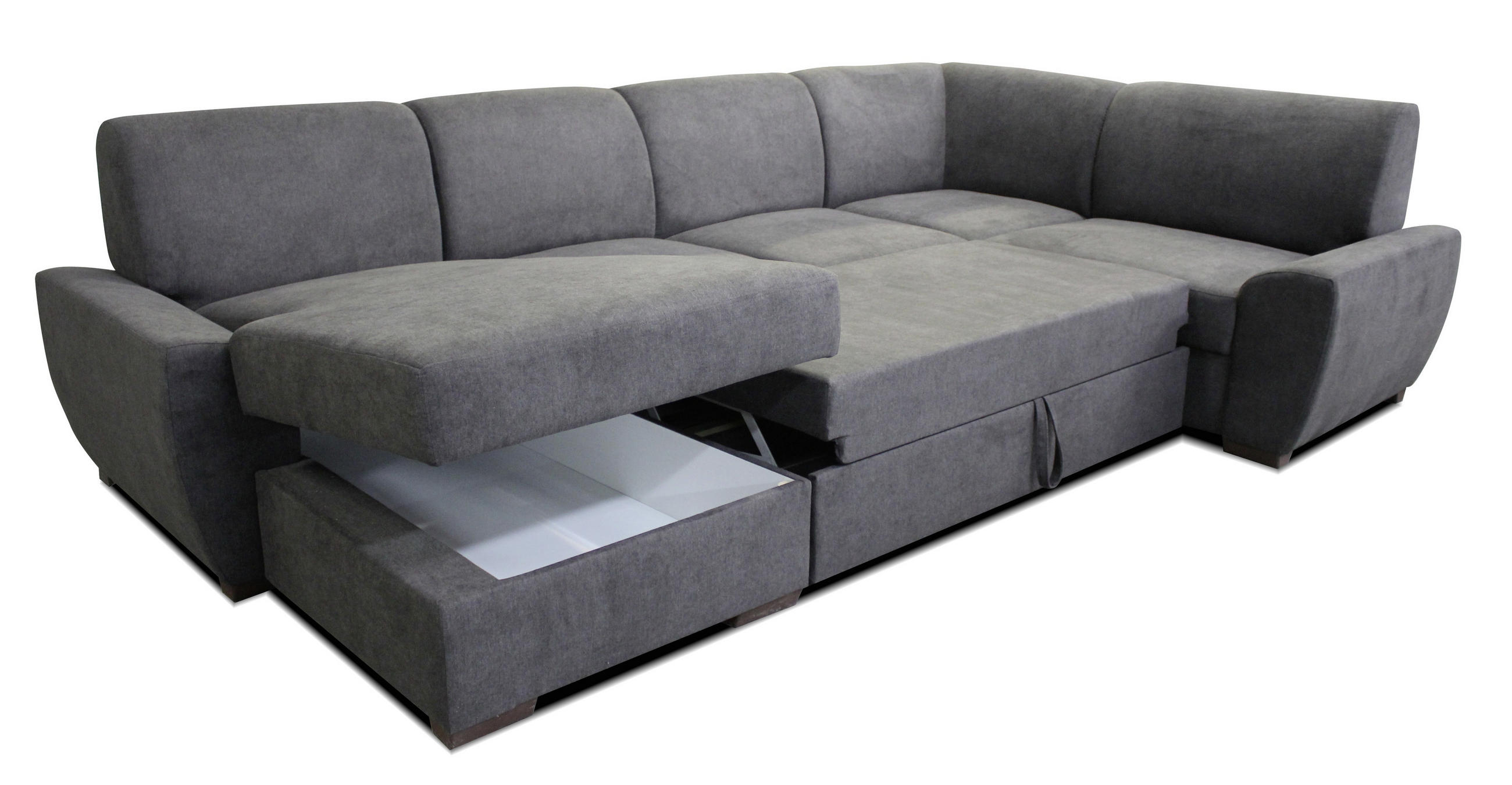 WOHNLANDSCHAFT Dunkelgrau Struktur  - Dunkelgrau/Dunkelbraun, Design, Kunststoff/Textil (160/310/190cm) - Livetastic