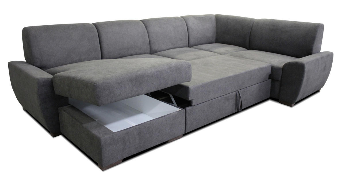 WOHNLANDSCHAFT in Struktur Dunkelgrau  - Dunkelgrau/Dunkelbraun, Design, Kunststoff/Textil (160/310/190cm) - Livetastic