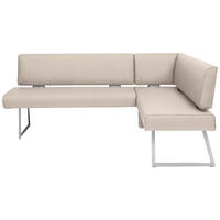 ECKBANK 219/160 cm  in Creme, Edelstahlfarben  - Edelstahlfarben/Creme, Design, Textil/Metall (219/160cm) - Dieter Knoll